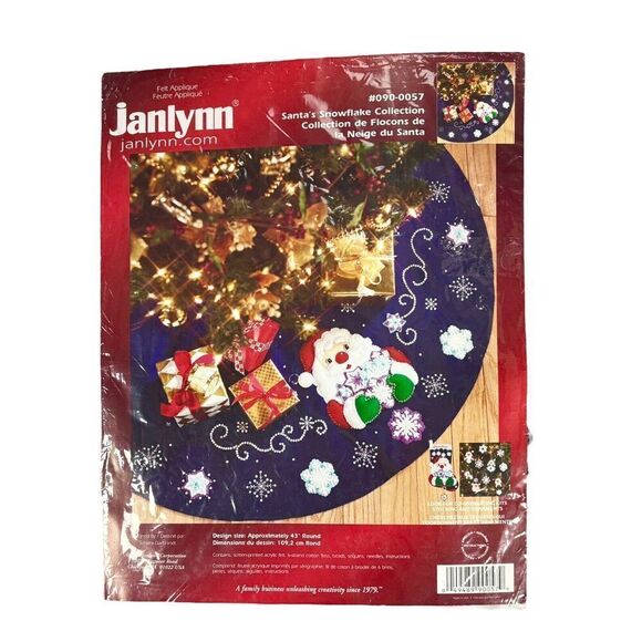 Janlynn Christmas Tree Skirt Kit Blue Round 43" Santa's Snowflake 090-0057 - Picture 1 of 6